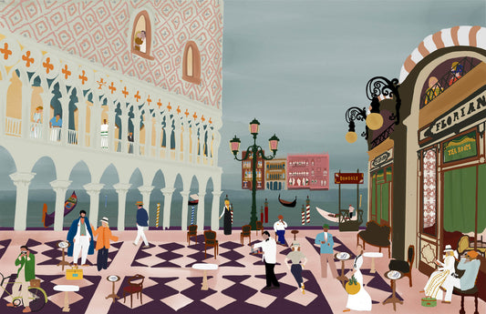Illustration of Caffè Florian on Piazza San Marco, Venice – by Maria Aurora Zeiss