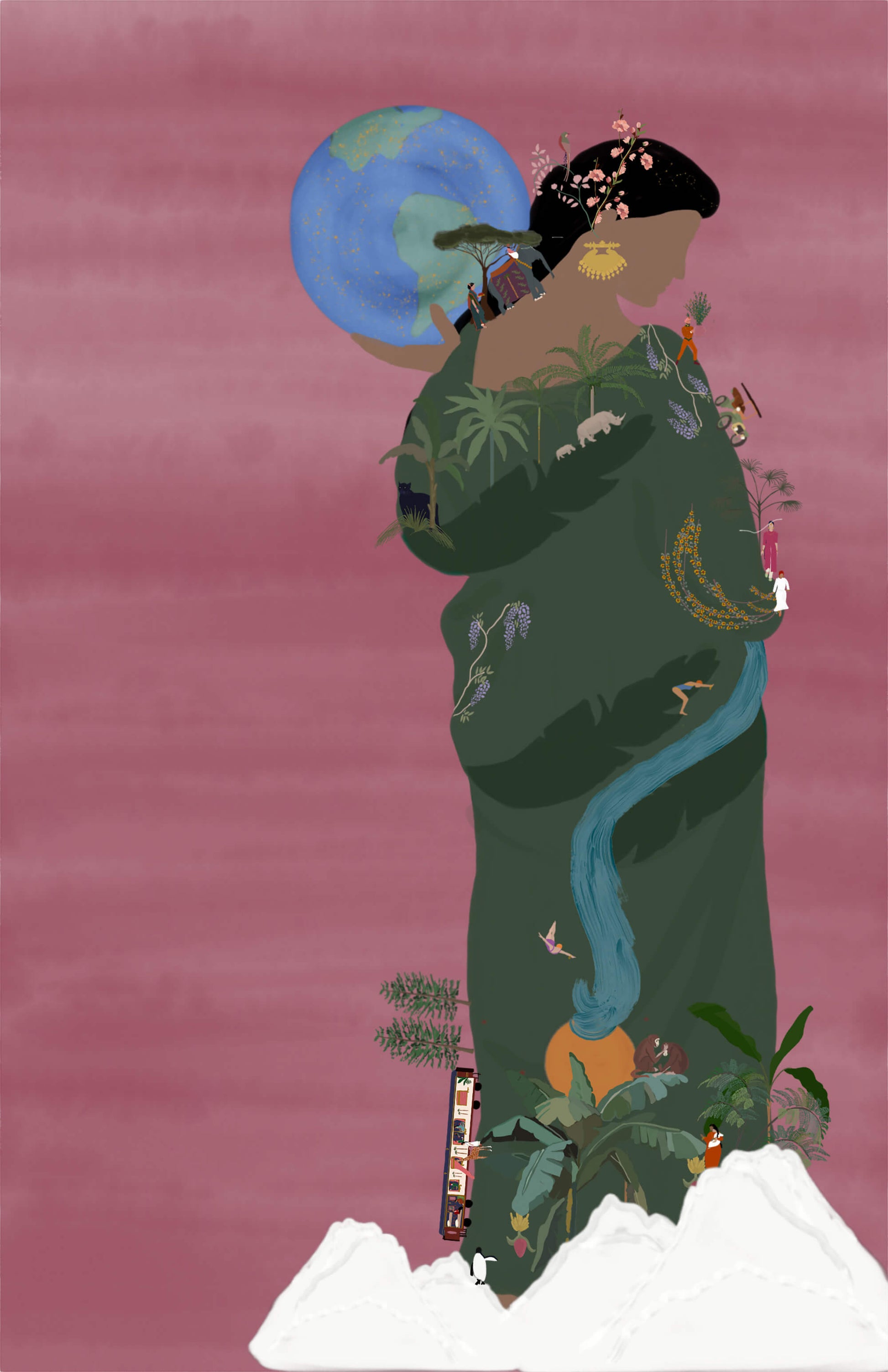 Mother Earth – poetic illustration inspired by the story of Mother Beyond, symbolizing nature, nurturing, and inner stillness, by Maria Aurora Zeiss.